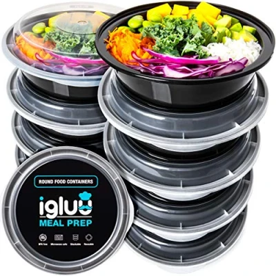 Afbeelding van Maaltijd boxen, Ronde Plastic Prep Bakjes Herbruikbare BPA Vrije Voedsel met Luchtdichte Deksels Magnetron, Vriezer en Vaatwasserbestendig Ideale Stapelbare Salade Schalen [20 Stuks, 828 ml]