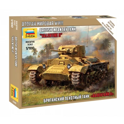 Afbeelding van 1:100 Zvezda 6280 British Infantry Tank &quot;Valentine II Plastic Modelbouwpakket