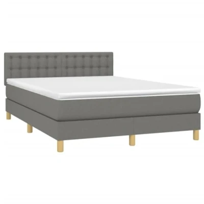 Afbeelding van vidaXL Boxspring met matras stof donkergrijs 140x200 cm