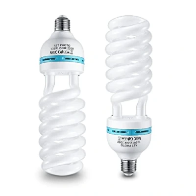 Afbeelding van 2 stuks 135 W spiraallamp daglicht 5500 K E27 fitting spaarlamp voor fotostudio