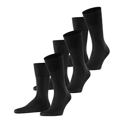 Image de FALKE Tiago 3 Pack M SO coton fil d&#039;Écosse unies lot de paires, Chaussettes Homme, Noir (Black 3000) nouveau écologique, 45 46