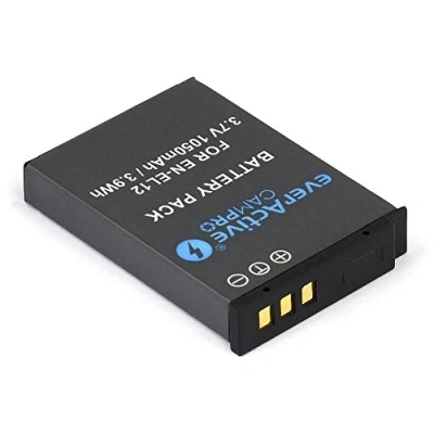 Afbeelding van everActive Campro EVB014 Nikon EN EL12 Li lon batterij vervanging voor camera, in blisterverpakking, 3,7 V (compatibel met 3,6 V) min. 1050 mAh, model: EVB014, zwart