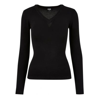 Afbeelding van Urban Classics Vneck Trui, Dames, Maat: 5XL, Black