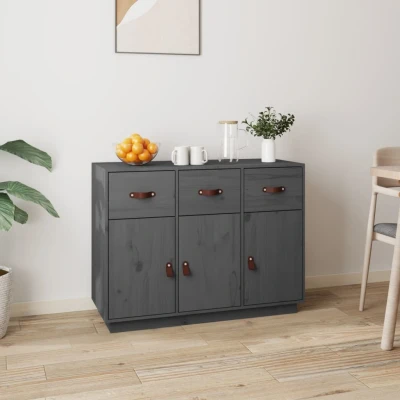 Afbeelding van Dressoir 100x40x75 cm massief grenenhout grijs
