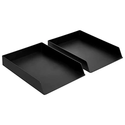 Afbeelding van Amazon Basics Set van 2 rechthoekige brievenbakken zwart kunststof