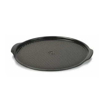 Afbeelding van Emile Henry Pizzasteen 7614 Vpc Gegroefd Mat Zwart Ø40cm