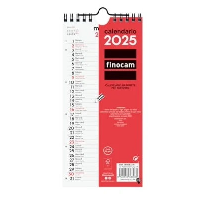 Afbeelding van Finocam Calendrier mural neutre pour écrire 2025 disposition mensuelle janvier décembre (12 mois) italien