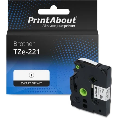 Afbeelding van Huismerk Brother TZe 221 Tape Zwart op wit (9 mm)