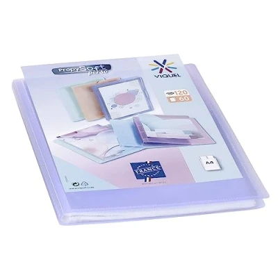 Afbeelding van Viquel Documentenmap, A4 formaat, voor 120 weergaven (60 hoesjes) Propysoft, transparante en gladde hoesjes, transparant violet