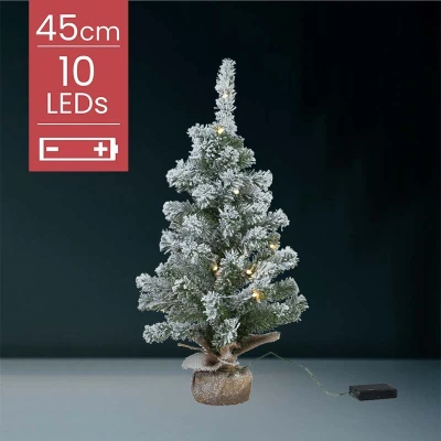 Afbeelding van Kunstkerstboom met sneeuw op batterijen 10 micro LED lampjes 45CM