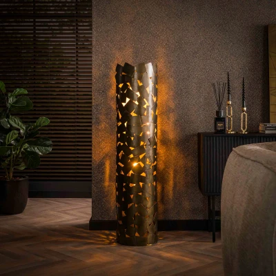 Afbeelding van Chad vloerlamp cylinder brons antiek