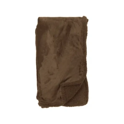 Afbeelding van Dutch Decor STANLEY Plaid 150x200 cm fleece deken met teddy en Chocolate Martini donkerbruin