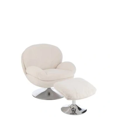 Afbeelding van J Line relax zetel + voetbank metaal/multiplex creme/zilver