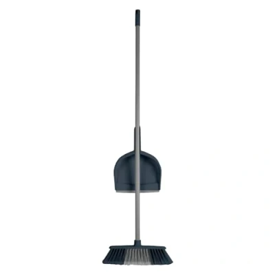 Afbeelding van Urban living Stoffer en blik met lange steel 120 cm kunststof donkerblauw bezem