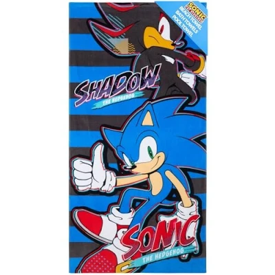 Afbeelding van SONIC THE HEDGEHOG Strandhanddoek voor kinderen, jongeren, absorberend, badhanddoek, 100% katoen, douche, zwemmen, sneldrogend, schaduw, 140 x 70 cm (meerkleurig, cm)