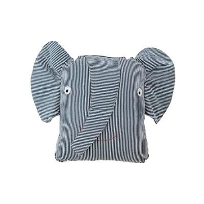 Afbeelding van OYOY M107104 Erik Elephant Denim Cushion Kussen van biologisch katoen, 32 x 44 14 cm, blauw
