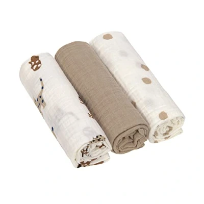 Image de LÄSSIG Couverture Puck pour bébé Tissu de gaze Ensemble 3 pièces en coton 85 x cm/Swaddle &amp; Burp Blanket L Little Mateys Royal Blue