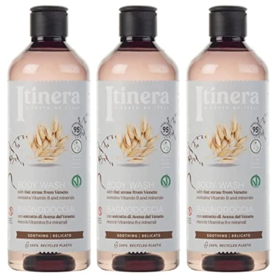 Afbeelding van ITINERA Kalmerende bodywash met haver uit Veneto, 95% natuurlijke ingrediënten, 370 ml (3 stuks)