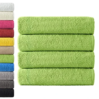 Afbeelding van NatureMark Set van 4 badhanddoeken, 100% katoen, appelgroen, 70 x 140 cm
