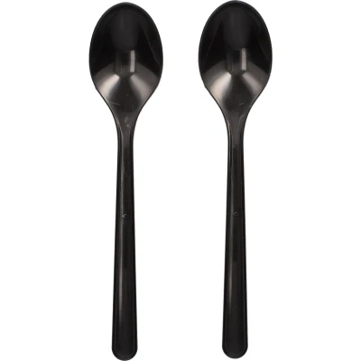 Afbeelding van Bestek van BIO PP Plastic Koffielepels Zwart &quot;Bio PP&quot; Extra Stevig 130mm