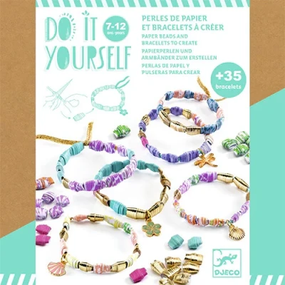 Afbeelding van Djeco armbandjes maken papieren kralen stijlvol en goud