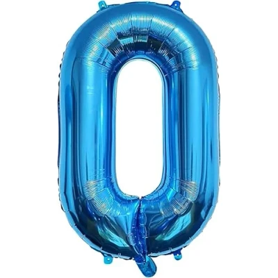 Afbeelding van ballon verjaardag 0 jaar blauw 101 cm cijfer 0, decoratie feestdecoratie vliegt dankzij helium