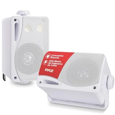 Afbeelding van Pyle waterdichte luidspreker 3,5 inch 200 watt 3 weg weerbestendige minibox wit PLMR24