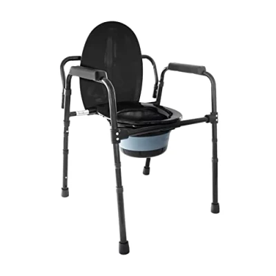 Image de PEPE Chaise Percée Toilette, Cadre de Sécurité WC, Accoudoir Personne Âgée, Ajustable, Noir