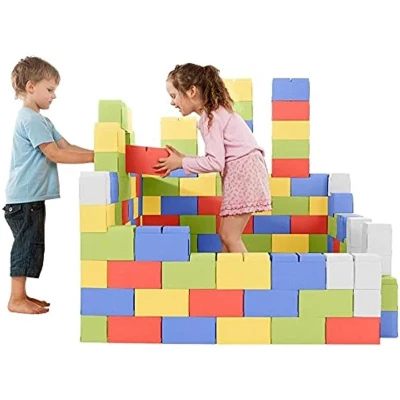 Afbeelding van GIGI BLOKS Jumbo kartonnen bouwstenen voor kinderen 200 in elkaar grijpende en stapelbare XXL stenen peuters robuust eenvoudig te monteren grote speelgoedstenen