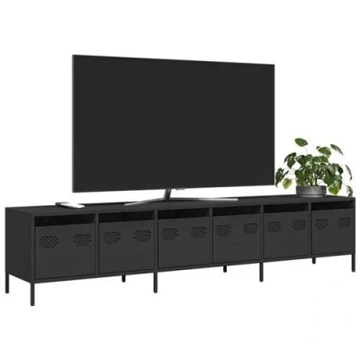 Afbeelding van vidaXL Tv meubel 202x39x43,5 cm koudgewalst staal zwart