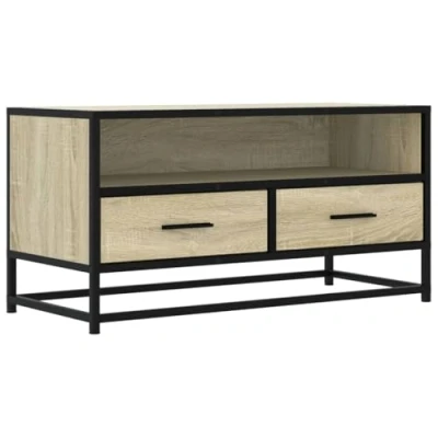 Image de vidaXL Meuble TV chêne sonoma 80x34,5x40 cm bois d&#039;ingénierie et métal848825