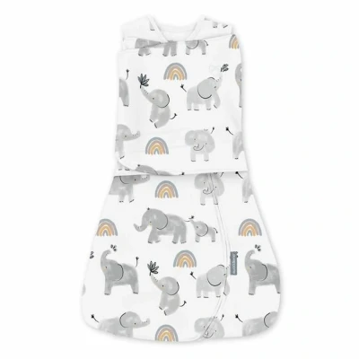 Afbeelding van INGENUITY, Swaddling Bag, olifantenslaapzak, voor het tussenseizoen TOG 1. Verstelbaar van 3 tot 6 maanden, Oeko Tex gecertificeerd