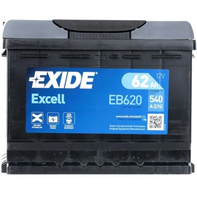 Afbeelding van EXIDE EXCELL EB620 Accu 12V 62Ah 540A B13 VOLKSWAGEN: Golf 6, 4, Jetta MITSUBISHI: Colt VI CZC Convertible, JAGUAR: XJ Saloon