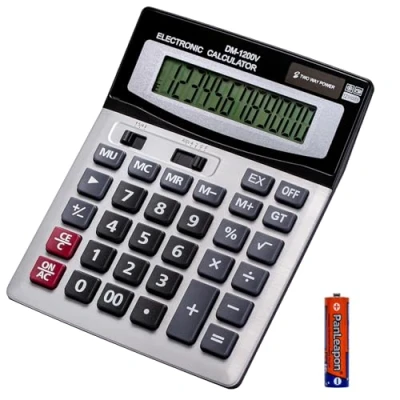 Afbeelding van YEBMoo Calculatrice de bureau à 12 chiffres avec grand écran LCD et bouton sensible, double énergie solaire batterie, fonction standard pour (YE1200v)
