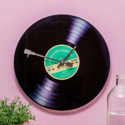 Afbeelding van Balvi Greatest Hits wandklok Glas 30 cm Zwart /