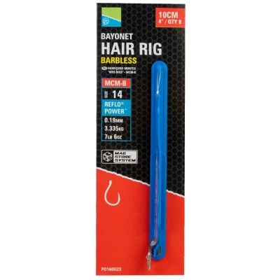 Afbeelding van Preston MCM B Bayonet Hair Rig Barbless 10cm (8 pcs) Maat : haak 14 0.19mm