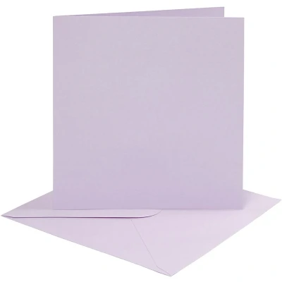 Afbeelding van Kaarten en enveloppen, afmeting kaart 15,2x15,2 cm, 210 gr, lichtpaars, 4sets, envelop 16x16 cm