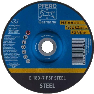 Afbeelding van PFERD 62017634 Psf Steel Afbraamschijf gebogen Diameter 180 mm Boordiameter 22.23 10 stuk(s)