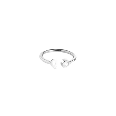 Afbeelding van SINGULARU Gepersonaliseerde letters diamant zilver verstelbare ring 925 sterling met gerhodineerd oppervlak Eén maat damessieraden gemaakt in Spanje, Talla Unica, edelmetalen, zilver, niet van toepassing