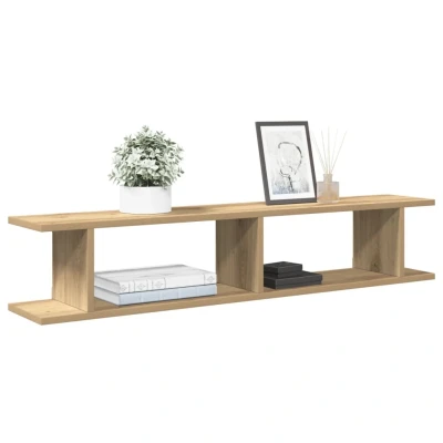 Afbeelding van vidaXL Wandschappen 2 st 105x18x20 cm bewerkt hout artisanaal eiken