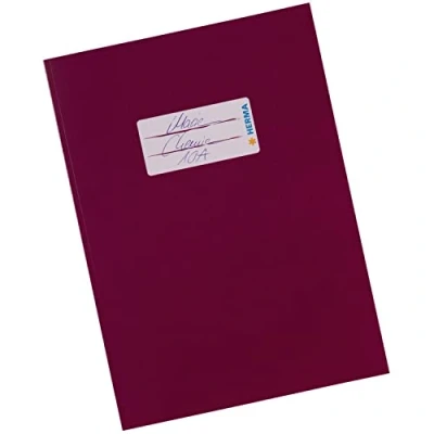 Afbeelding van HERMA 19854 Kartonnen notitieboekomslag met etiket, sterk en extra papier voor schoolschriften, bordeaux