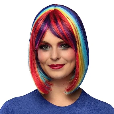 Afbeelding van Boland Pruik Unity Multi Steil Halflang Unisex Showgirl Pride Fantasy