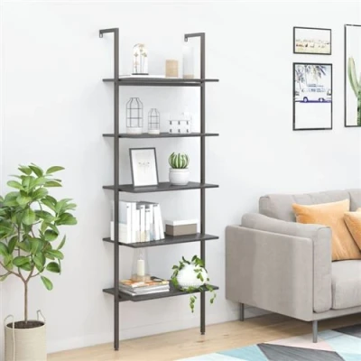 Afbeelding van Ladderrek met 5 schappen 64x35x185 cm zwart