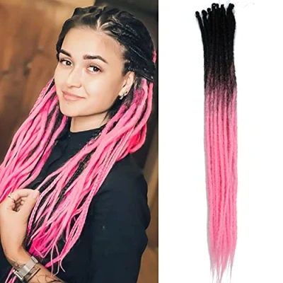 Afbeelding van Dsoar Haarextensions, dun, 0,6 cm, dreadlock, gehaakt haar, handgemaakt, 61 20 strengen, lange gehaakte vlechten, haarverlenging van zachte dreads, hiphop stijl