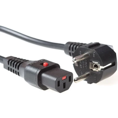 Afbeelding van ACT AK5041 230V Stroomkabel Randaarde Stekker CEE7/7 Male (Haaks)/C13 Lockable Zwart 3 meter