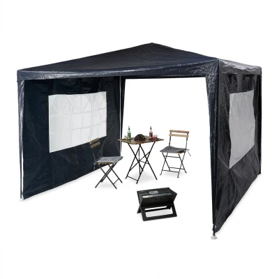 Afbeelding van partytent met 2 zijwanden 3x3 m waterafstotend blauw