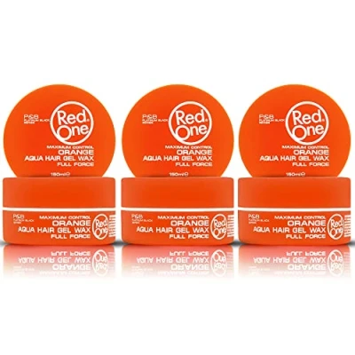 Afbeelding van RedOne Aqua Wax Orange Styling 3 x 150 ml Randcontrole Ultra Hold Gelwas Haarwas voor mannen en vrouwen Meloengeur Maximale controle stuks
