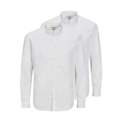 Afbeelding van JACK &amp; JONES Jprblacardiff Shirt L/S Noos Herenhemd, 2 x wit.