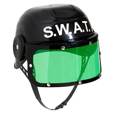 Afbeelding van Widmann Politie &amp; Detective Kostuum Overval Plastic Swat Helm Zwart Carnavalskleding Verkleedkleding