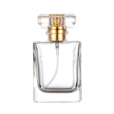 Afbeelding van 50ml lege glazen parfum spuitfles verstuiver rechthoekig (goud)